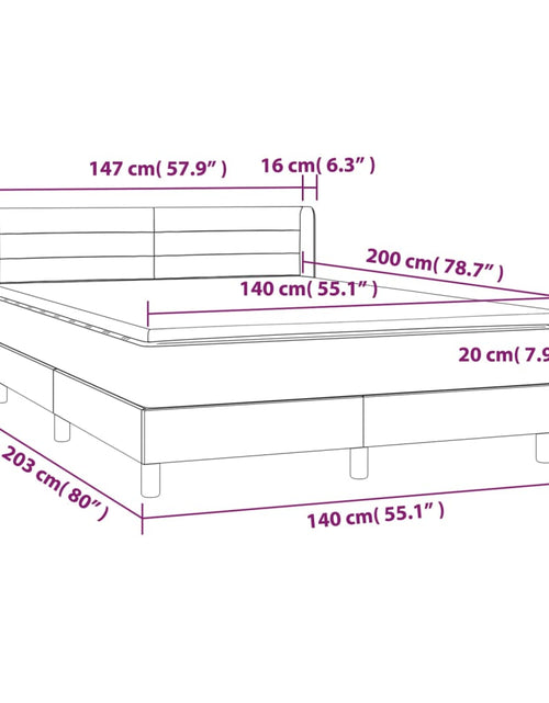 Încărcați imaginea în vizualizatorul Galerie, Pat box spring cu saltea, albastru închis, 140x200 cm, catifea
