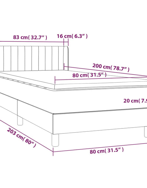 Încărcați imaginea în vizualizatorul Galerie, Pat box spring cu saltea, albastru închis, 80x200 cm, catifea
