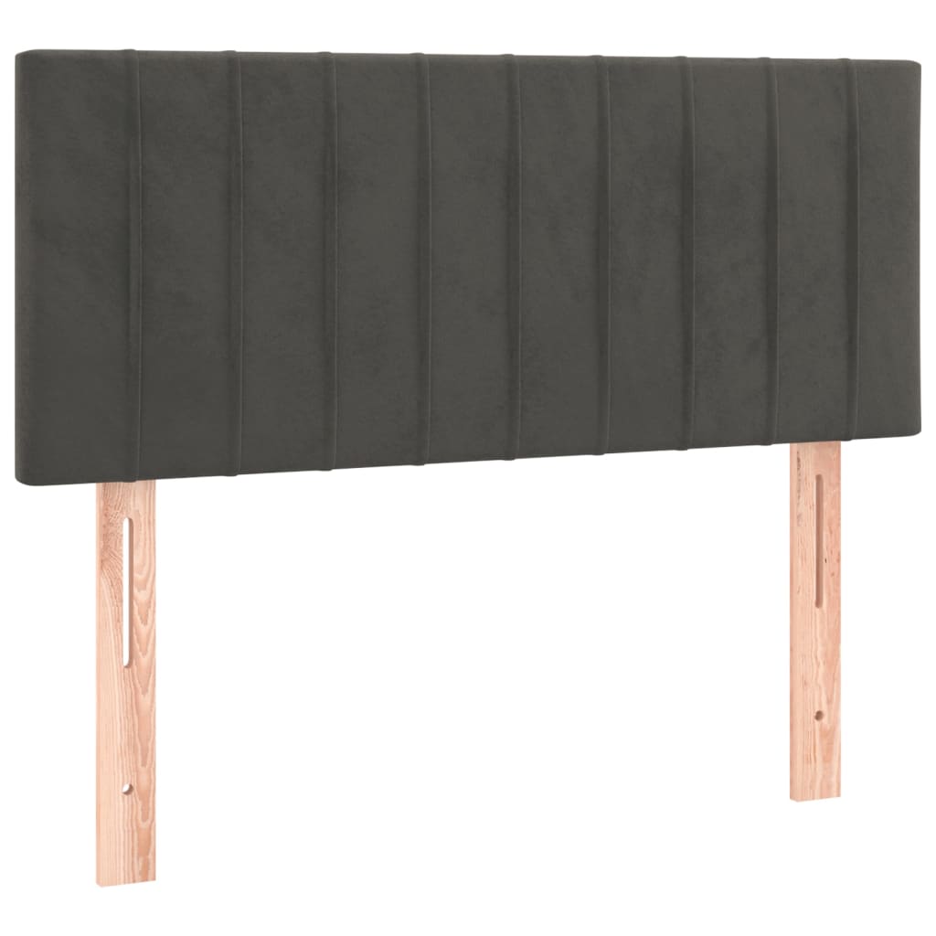 Pat box spring cu saltea, gri închis, 90x200 cm, catifea