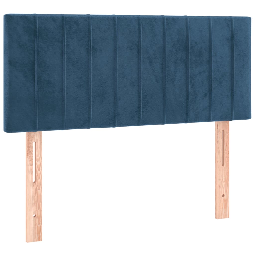 Pat box spring cu saltea, albastru închis, 90x200 cm, catifea