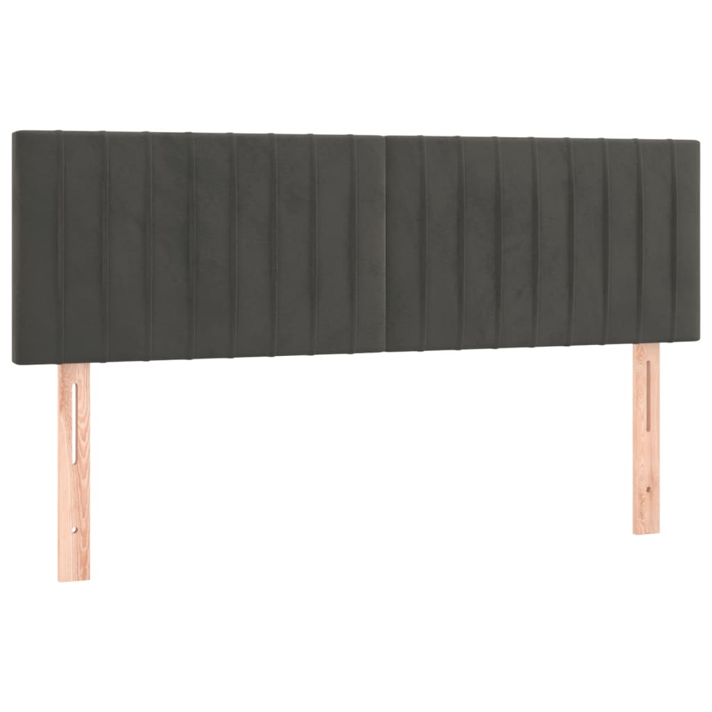 Pat box spring cu saltea, gri închis, 140x190 cm, catifea