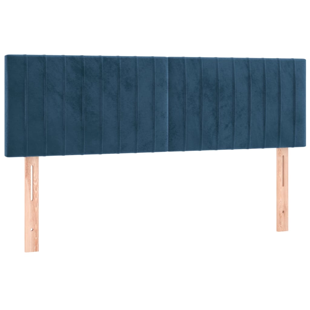 Pat box spring cu saltea, albastru închis, 140x190 cm, catifea