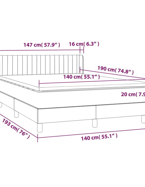 Încărcați imaginea în vizualizatorul Galerie, Pat box spring cu saltea, albastru închis, 140x190 cm, catifea
