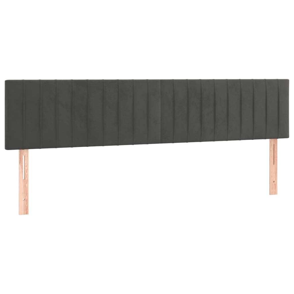 Pat box spring cu saltea, gri închis, 160x200 cm, catifea