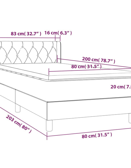 Încărcați imaginea în vizualizatorul Galerie, Pat box spring cu saltea, gri închis, 80x200 cm, catifea
