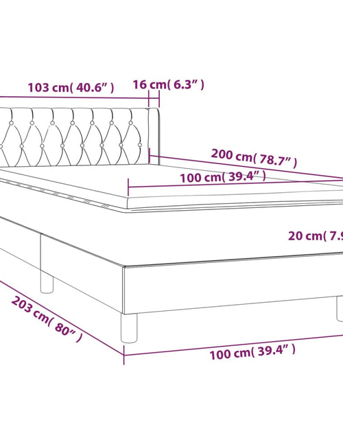 Încărcați imaginea în vizualizatorul Galerie, Pat box spring cu saltea, gri închis, 100x200 cm, catifea
