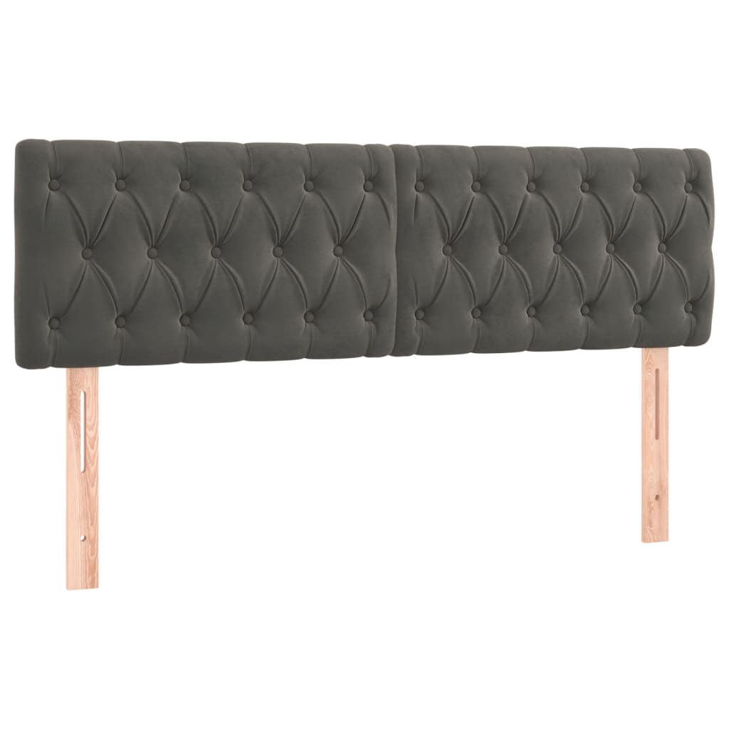 Pat box spring cu saltea, gri închis, 140x190 cm, catifea