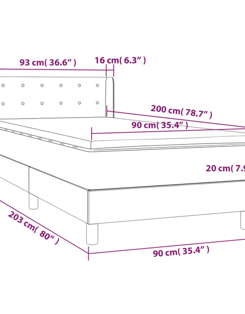 Încărcați imaginea în vizualizatorul Galerie, Pat box spring cu saltea, albastru închis, 90x200 cm, catifea
