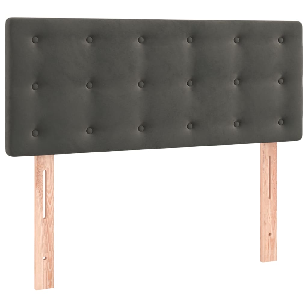 Pat box spring cu saltea, gri închis, 100x200 cm, catifea