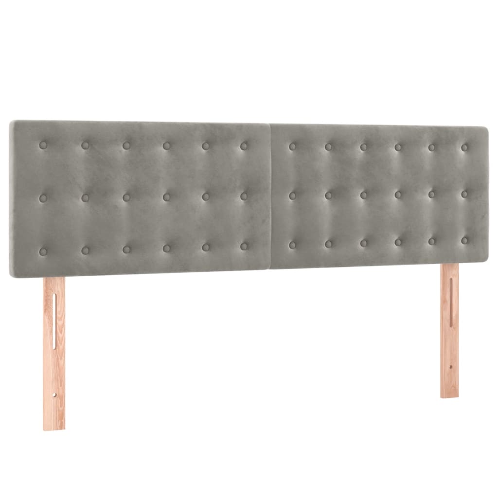 Pat box spring cu saltea, gri deschis, 140x190 cm, catifea