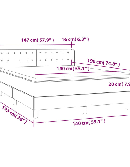 Загрузите изображение в средство просмотра галереи, Pat box spring cu saltea, gri deschis, 140x190 cm, catifea
