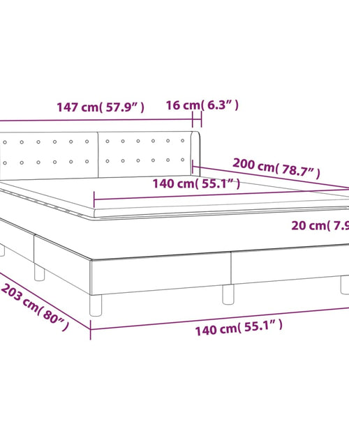 Загрузите изображение в средство просмотра галереи, Pat box spring cu saltea, gri deschis, 140x200 cm, catifea
