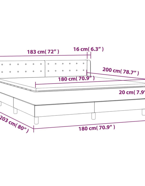 Загрузите изображение в средство просмотра галереи, Pat box spring cu saltea, gri închis, 180x200 cm, catifea
