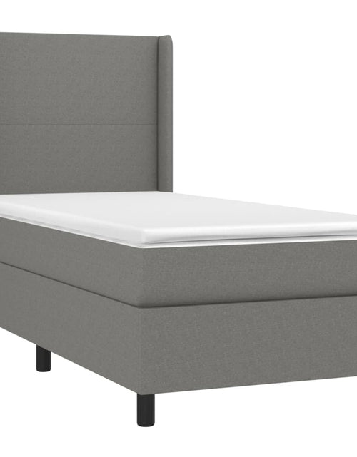 Загрузите изображение в средство просмотра галереи, Pat box spring cu saltea, gri închis, 80x200 cm, textil
