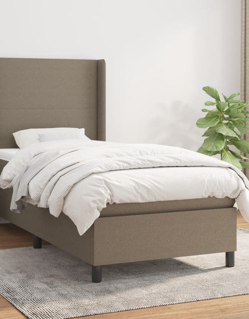 Încărcați imaginea în vizualizatorul Galerie, Pat box spring cu saltea, gri taupe, 90x200 cm, textil
