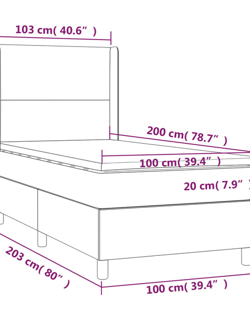 Загрузите изображение в средство просмотра галереи, Pat box spring cu saltea, gri deschis, 100x200 cm, textil
