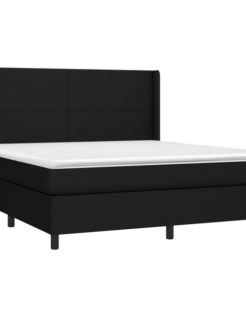 Загрузите изображение в средство просмотра галереи, Pat box spring cu saltea, negru, 180x200 cm, catifea
