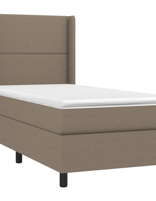 Încărcați imaginea în vizualizatorul Galerie, Pat box spring cu saltea, gri taupe, 90x190 cm, textil
