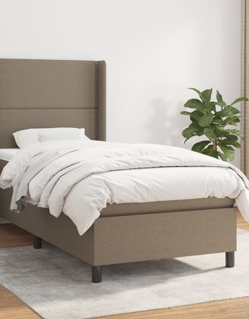 Încărcați imaginea în vizualizatorul Galerie, Pat box spring cu saltea, gri taupe, 90x190 cm, textil
