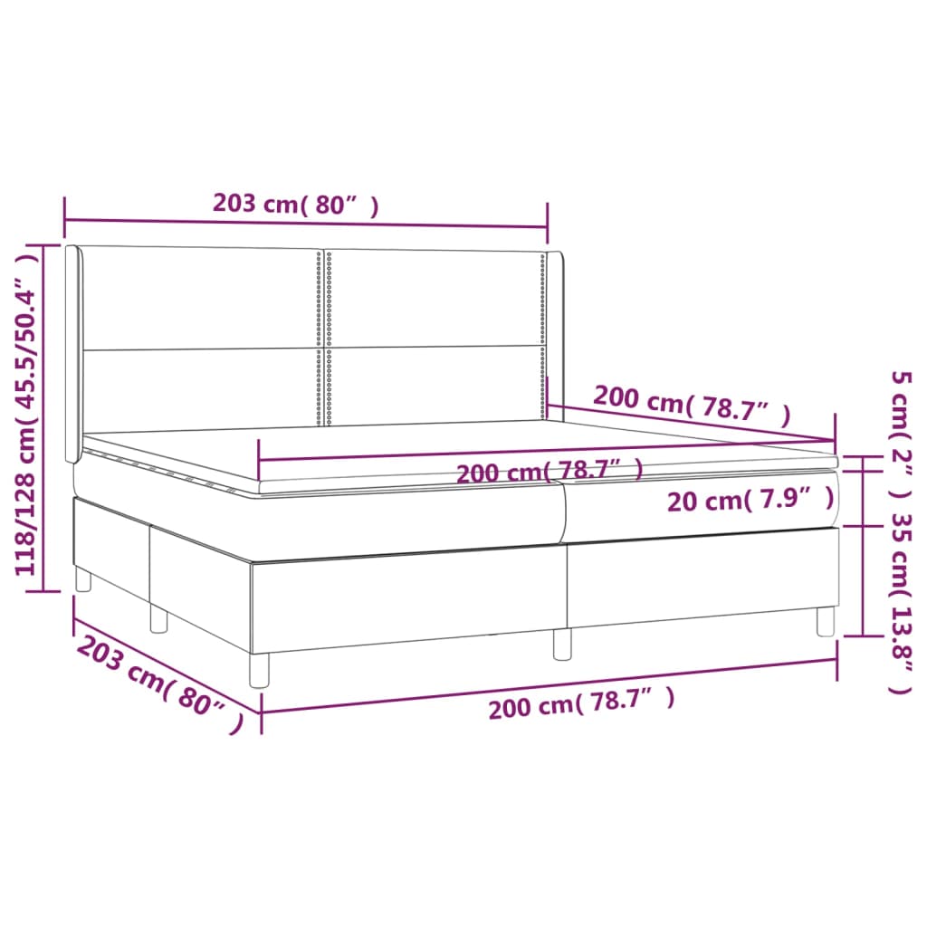 Pat box spring cu saltea, albastru, 200x200 cm, textil