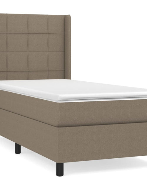 Загрузите изображение в средство просмотра галереи, Pat box spring cu saltea, gri taupe, 90x190 cm, textil
