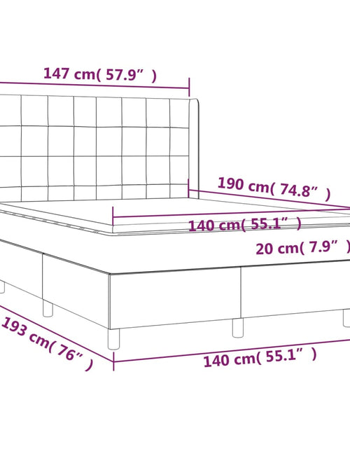 Загрузите изображение в средство просмотра галереи, Pat box spring cu saltea, gri deschis, 140x190 cm, textil
