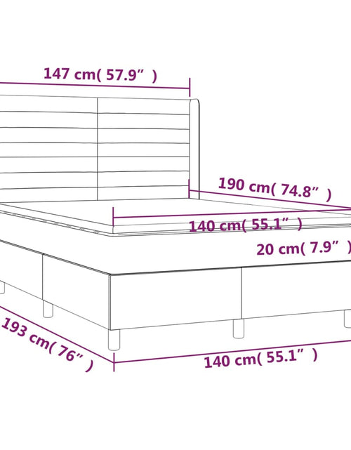 Загрузите изображение в средство просмотра галереи, Pat box spring cu saltea, gri deschis, 140x190 cm, textil
