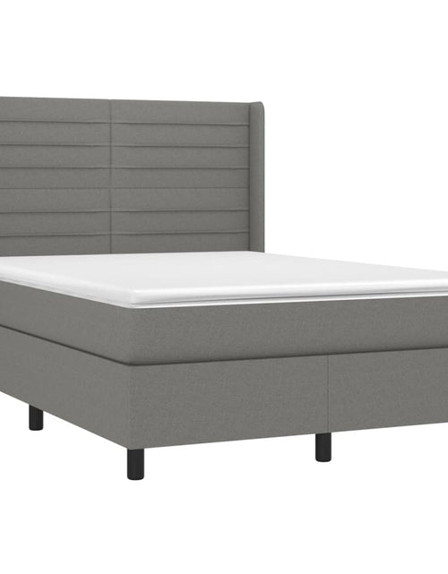 Загрузите изображение в средство просмотра галереи, Pat box spring cu saltea, gri închis, 140x190 cm, textil
