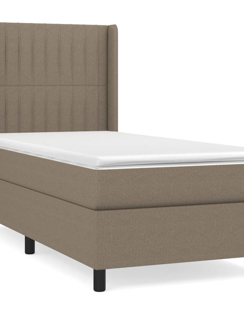 Загрузите изображение в средство просмотра галереи, Pat box spring cu saltea, gri taupe, 90x190 cm, textil
