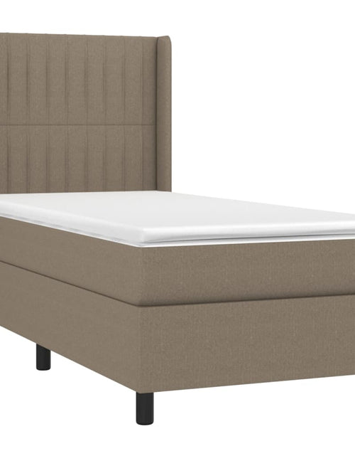 Încărcați imaginea în vizualizatorul Galerie, Pat box spring cu saltea, gri taupe, 90x190 cm, textil
