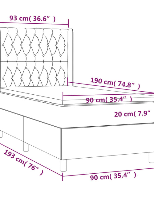 Загрузите изображение в средство просмотра галереи, Pat box spring cu saltea, crem, 90x190 cm, textil
