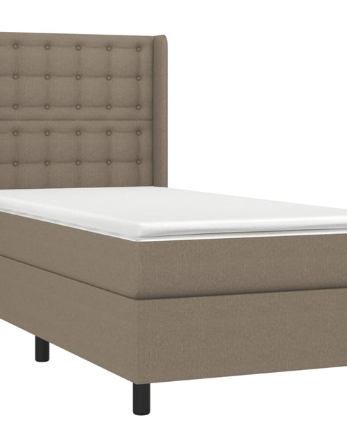 Загрузите изображение в средство просмотра галереи, Pat box spring cu saltea, gri taupe, 90x200 cm, textil
