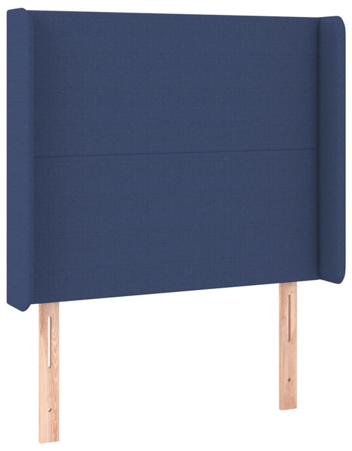 Загрузите изображение в средство просмотра галереи, Pat box spring cu saltea, albastru, 90x200 cm, textil
