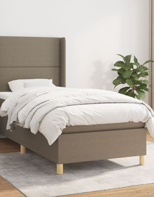 Загрузите изображение в средство просмотра галереи, Pat box spring cu saltea, gri taupe, 80x200 cm, textil
