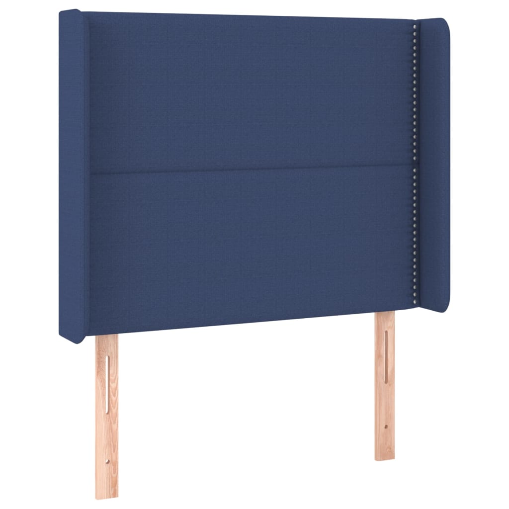 Pat box spring cu saltea, albastru, 80x200 cm, textil