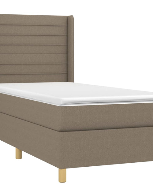 Încărcați imaginea în vizualizatorul Galerie, Pat box spring cu saltea, gri taupe, 90x190 cm, textil
