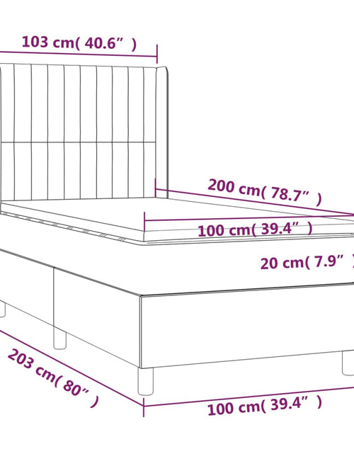 Загрузите изображение в средство просмотра галереи, Pat box spring cu saltea, gri închis, 100x200 cm, textil
