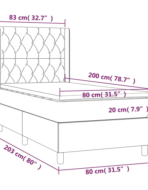 Загрузите изображение в средство просмотра галереи, Pat box spring cu saltea, crem, 80x200 cm, textil
