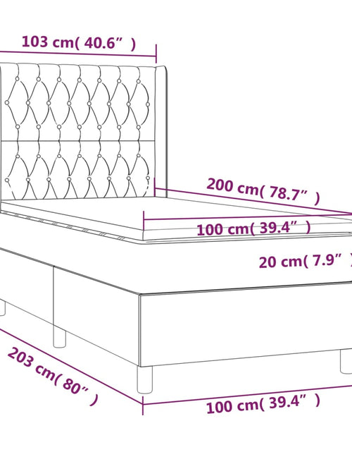 Загрузите изображение в средство просмотра галереи, Pat box spring cu saltea, gri închis, 100x200 cm, textil
