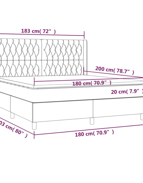 Загрузите изображение в средство просмотра галереи, Pat box spring cu saltea, negru, 180x200 cm, catifea
