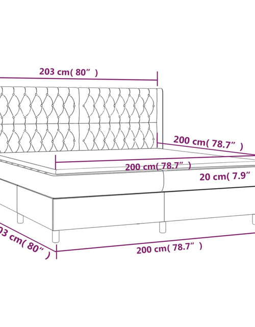 Încărcați imaginea în vizualizatorul Galerie, Pat box spring cu saltea, crem, 200x200 cm, textil
