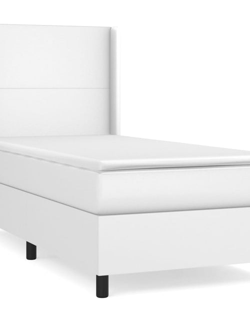 Încărcați imaginea în vizualizatorul Galerie, Pat box spring cu saltea, alb, 80x200 cm, piele ecologică
