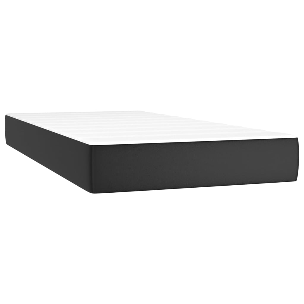 Pat box spring cu saltea, negru, 90x190 cm, piele ecologică