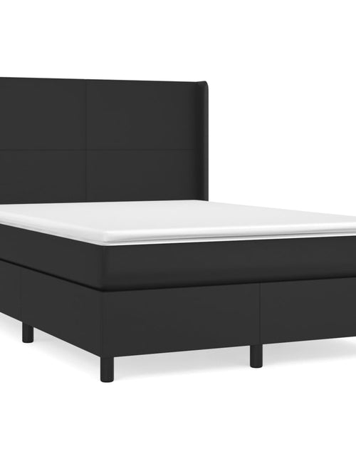 Încărcați imaginea în vizualizatorul Galerie, Pat box spring cu saltea, negru, 140x190 cm, piele ecologică
