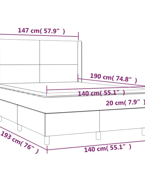 Загрузите изображение в средство просмотра галереи, Pat box spring cu saltea, negru, 140x190 cm, piele ecologică
