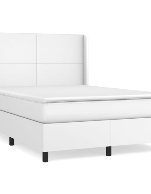 Încărcați imaginea în vizualizatorul Galerie, Pat box spring cu saltea, alb, 140x190 cm, piele ecologică
