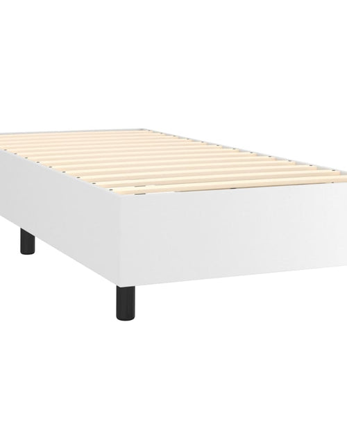 Загрузите изображение в средство просмотра галереи, Pat box spring cu saltea, alb, 80x200 cm, piele ecologică
