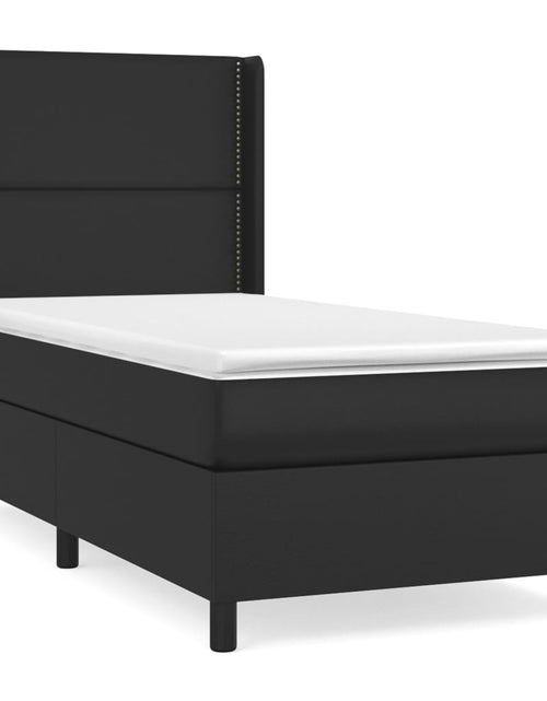 Încărcați imaginea în vizualizatorul Galerie, Pat box spring cu saltea, negru, 100x200 cm, piele ecologică
