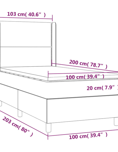 Загрузите изображение в средство просмотра галереи, Pat box spring cu saltea, gri, 100x200 cm, piele ecologică
