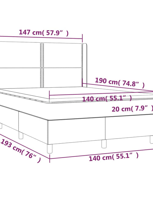 Загрузите изображение в средство просмотра галереи, Pat box spring cu saltea, negru, 140x190 cm, piele ecologică
